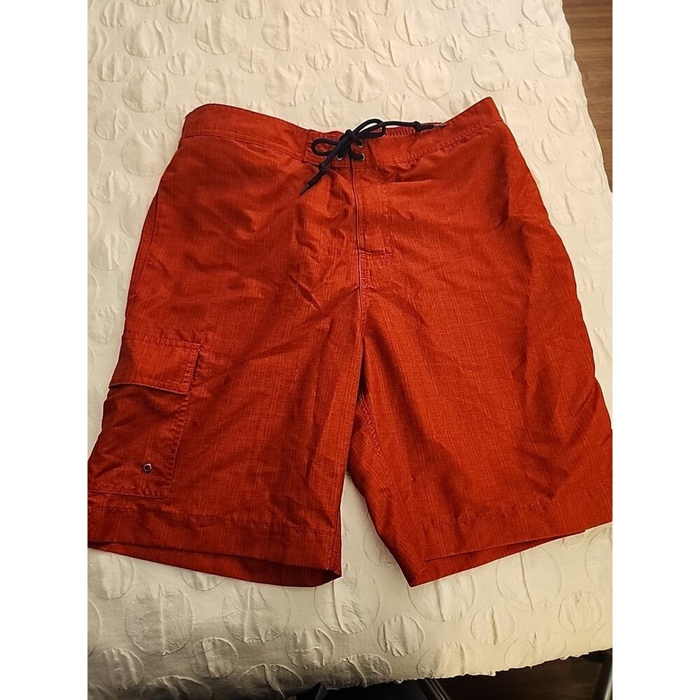 Chaps Men's Everyday Performance Red Swim Trunks, Size Medium